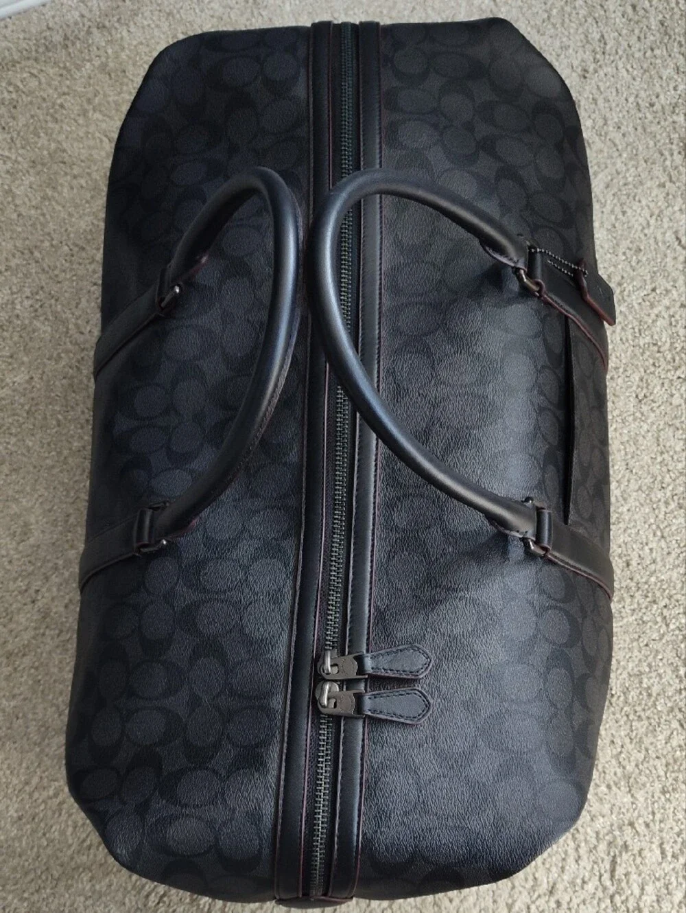 Coach Men's Signature Duffel Bag in Black/Black/Oxblood